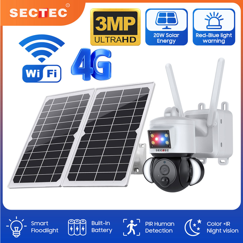 Home Security Flood Lights - SECTEC 20W batteria solare rosso blu